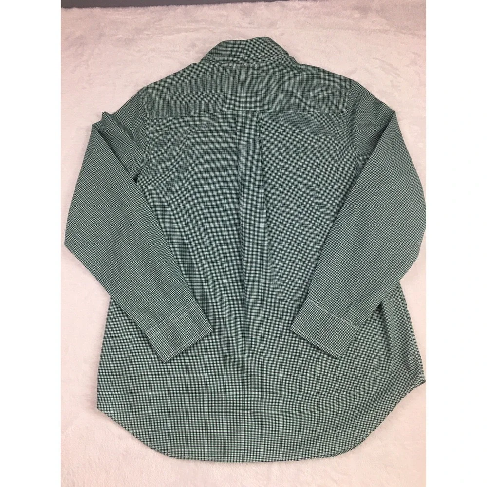 Ralph Lauren Shirt Boys Large (14-16) Green Micro-Check‎ Blue Pony